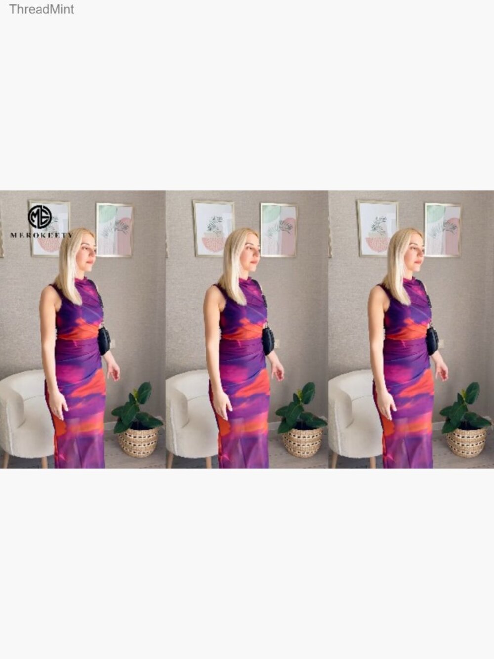 Sleeveless Bodycon Mesh Maxi Dress - Tie Dye Party - Picture 7 of 7